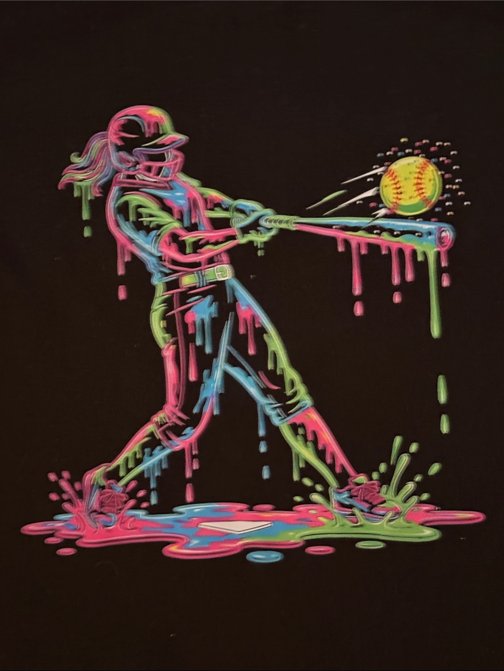 💞Unisex…Neon Drip Softball Graphic Short Sleeve Tee